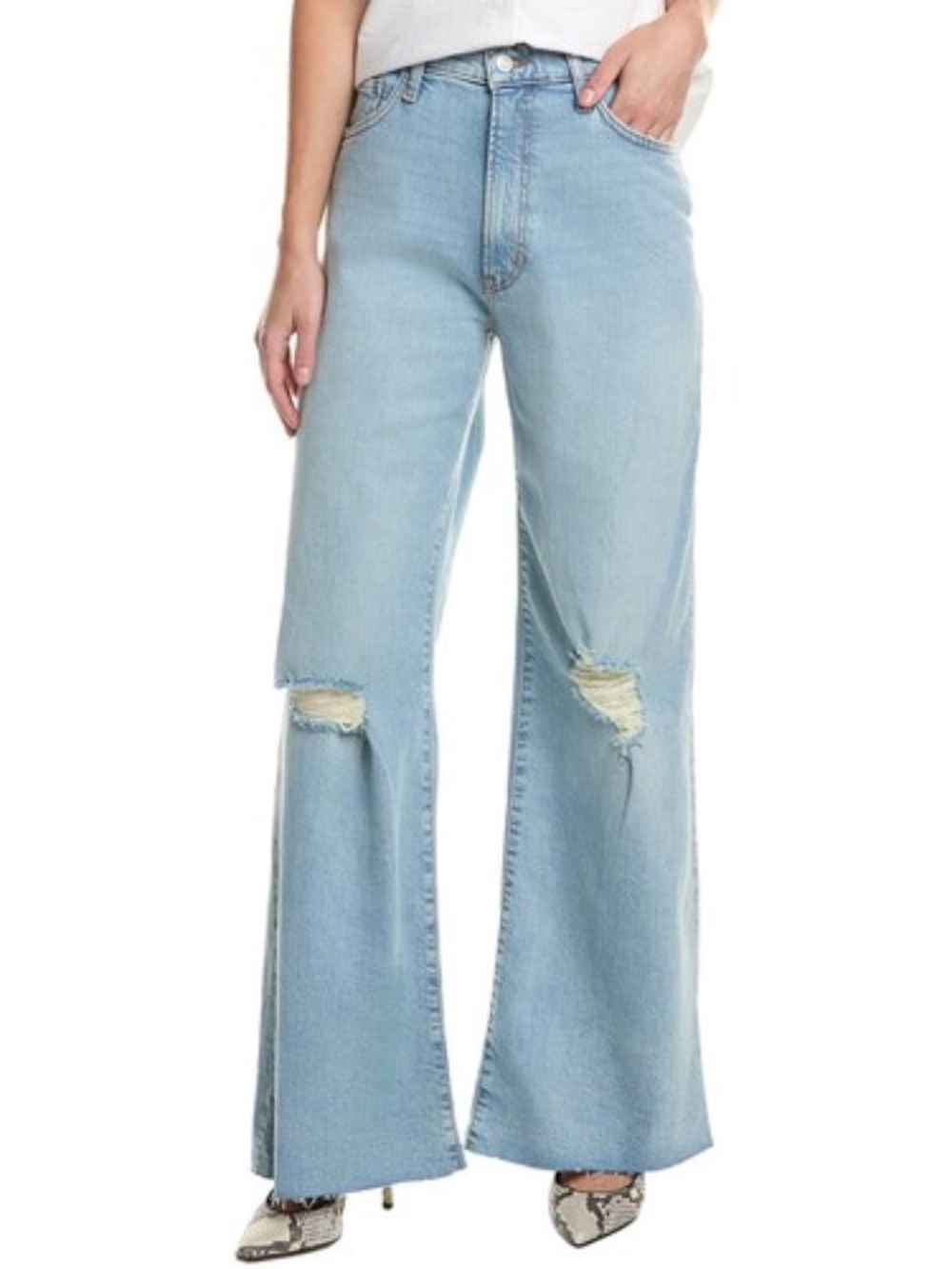 NWT HUDSON Jolene Wide Leg Distressed Jeans 31W 32 inseam